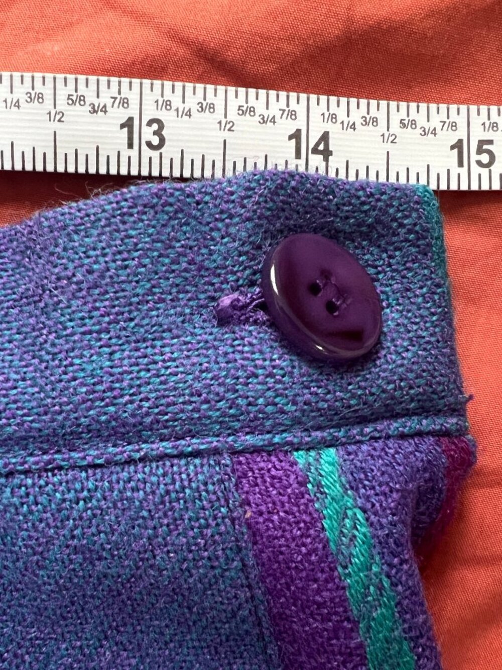 VTG 1987 TJ Thermo Jac Pure Wool Pleated Midi Skirt Teal/Purple Plaid Waist 30" - Picture 6 of 10